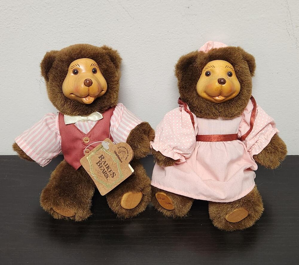 Vintage Robert Raikes Original "52257 George & Gracie" Wooden Face Doll w/ Tags